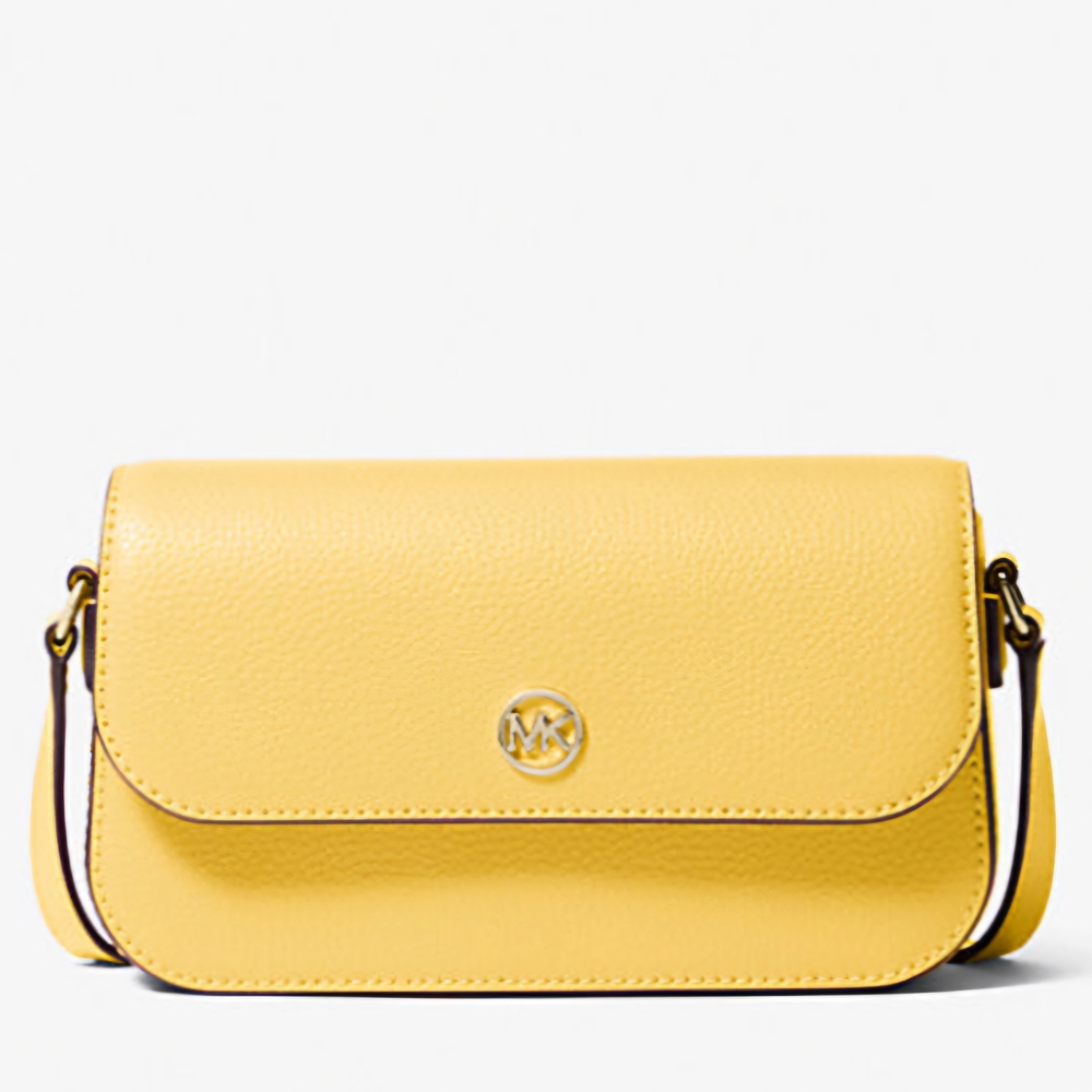 Michael Kors Yellow Jet Set Travel Small Pebbled Leather Crossbody Bag